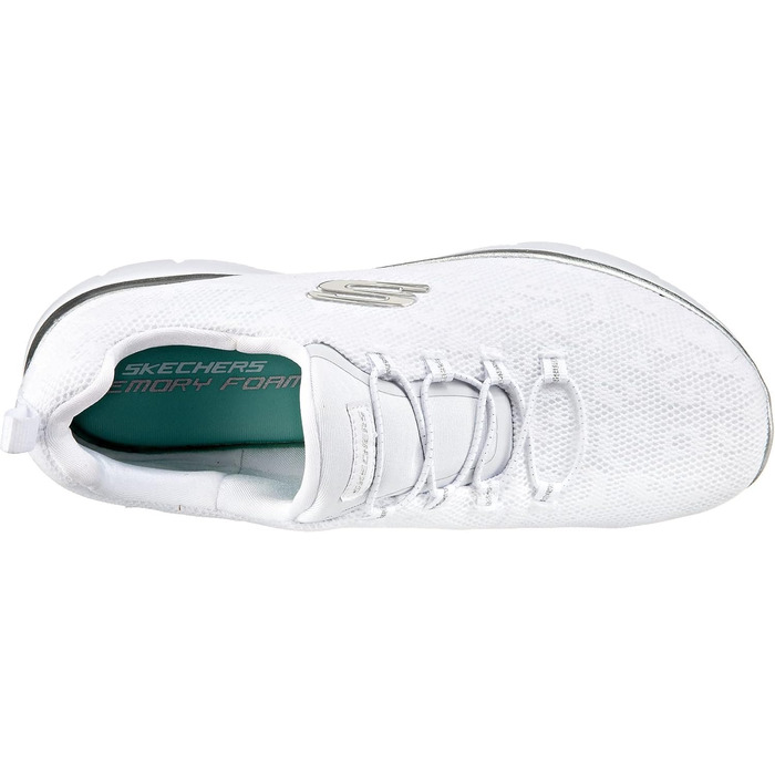 Кросівки Skechers Summits Leopard Spot для жінок, 39.5 EU, білий сітчастий верх з сріблястою окантовкою