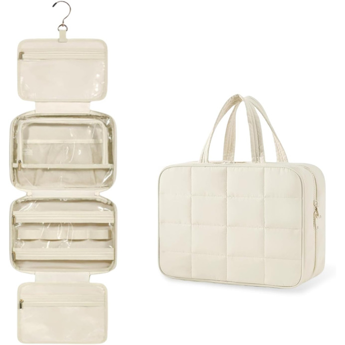 Косметичка-органайзер для подорожей з гачком, жіноча/чоловіча, велика, бежева (#2)