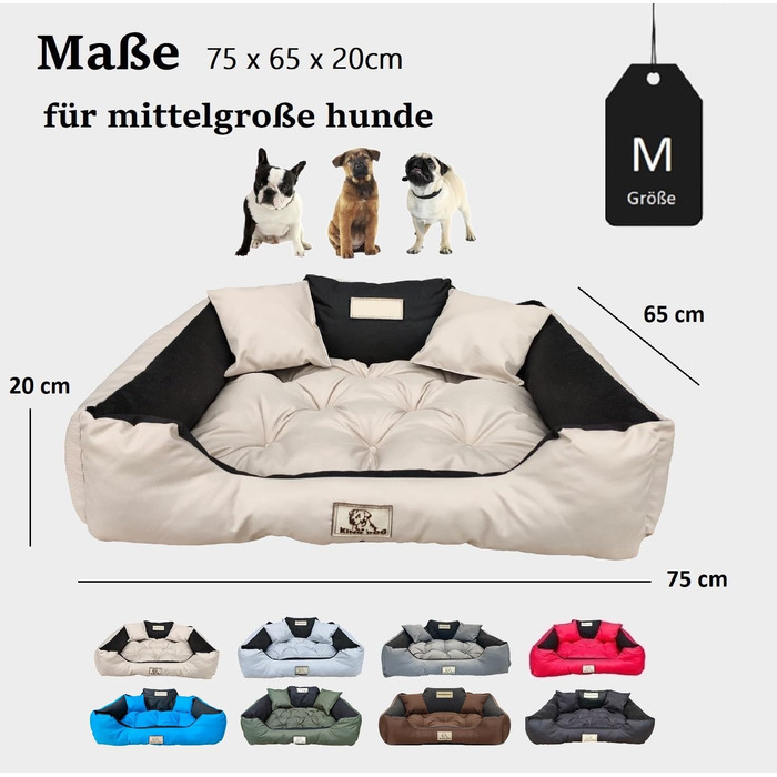 Ортопедична лежанка для собак маленьких порід King Dog, 75x65 см, з високим бортиком, водонепроникний матеріал, силіконова наповнювач (Бежева)