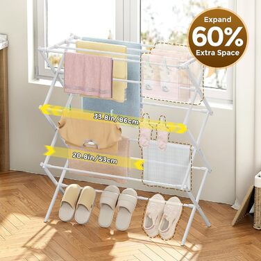 Сушарка для білизни KINGBOARD компактна складана, 6 рівнів, біла - для ванної, балкона