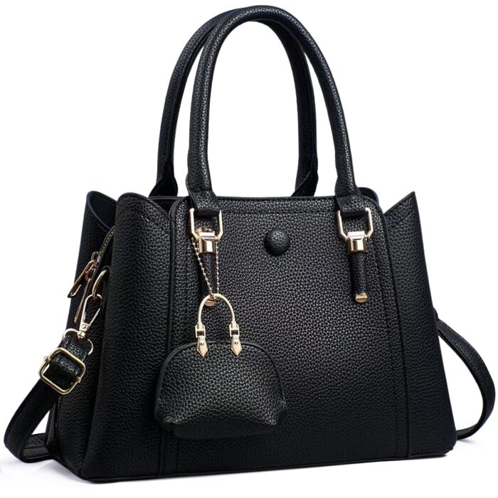 Сумка жіноча Myhozee середнього розміру зі штучної шкіри, чорна: сумка-шопер, кросбоді, сумка на плече