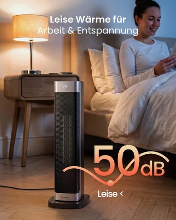 Керамічний тепловентилятор-тумба Pro Breeze ThermaCube Plus 2200W з термостатом, дистанційним керуванням та функцією обертання 65°, Eco-режим, захист від перекидання