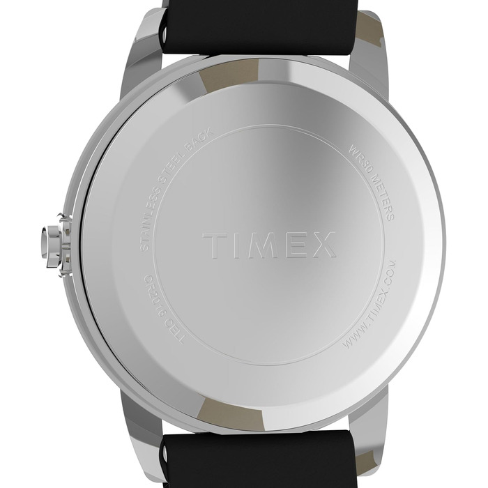 Жіночий наручний годинник Timex Easy Reader, 25 мм, зі сріблястим корпусом та чорним шкіряним ремінцем