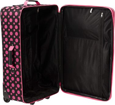 Набір валіз Rockland Softside, 4 шт. (14/20/24/28), стильний дизайн, чорно-рожевий принт