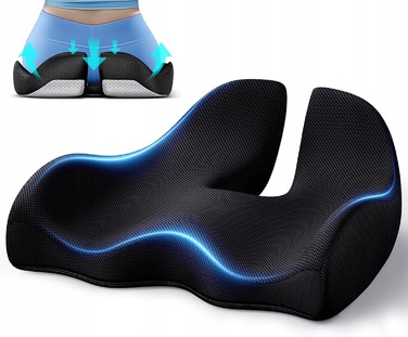 Ортопедична подушка для сидіння Benazcap, чорна, з ефектом пам'яті (Memory Foam), розмір M