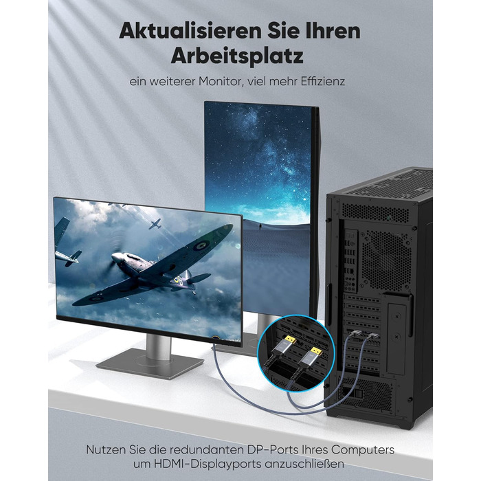 Кабель Highwings DisplayPort до HDMI 1.8м, Nylon, для монітора, телевізора, проектора, ноутбука, ПК