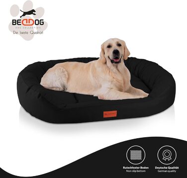 Льожа для собак середніх порід - BedDog: крісло-гніздо, крісло-корзина, диван для собак, чорний (105x85x21 см)