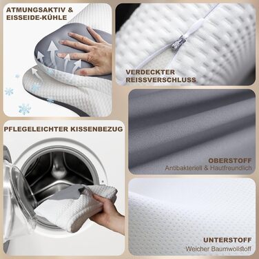 Ортопедична подушка для шиї та плечей, Memory Foam, 66x40x14 см. Підходить для сну на спині, боці та животі. Підтримка шиї. (1 шт.)