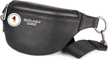 Berliner Bags преміум поясна сумка Mona з натуральної шкіри, через плече, кросбоді, чорна, M