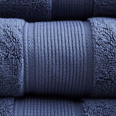 800GSM 100% Cotton Luxury Turkish Bathroom Towels, Highly Absorbent Long Oversized Linen Cotton Bath Towel Set, 8-Piece Includes 2 Bath Towels, 2 Hand Towels & 4 Wash Towels, Navy Slate Blue