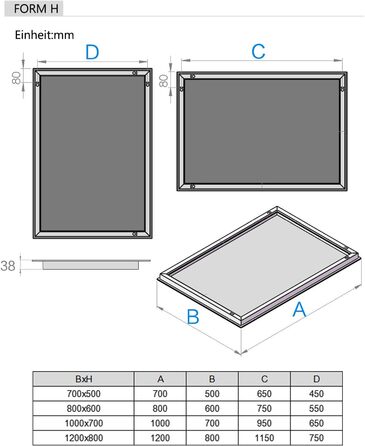 LED дзеркало для ванної кімнати з підсвічуванням 50x70 см, без годинника, 3 кольори світла, сенсорне регулювання, протизапотівання, збільшення