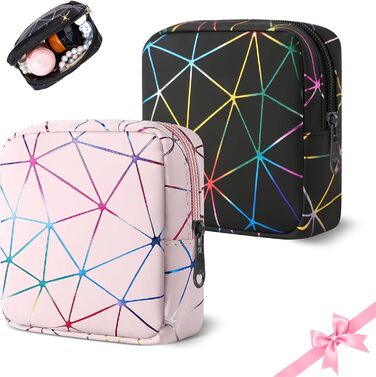 Набір косметичок Desing Wish: 2 шт. (міні + велика) – чорний та бежевий | Для подорожей, косметики, туалету