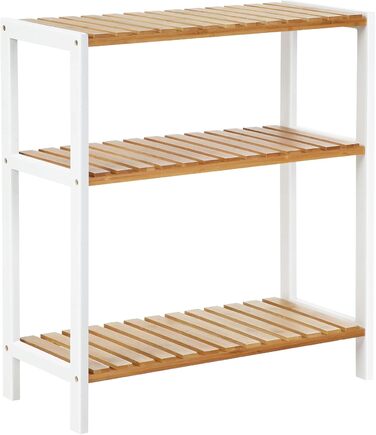 Бамбукова полиця SONGMICS 3 яруси для ванної, кухні, взуття, 60x26x66 см, натуральний/білий, універсальний стелаж