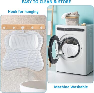 Подушка для ванни для шиї, плечей та спини з 6 присосками, 4D Mesh, аксесуар для ванни, підтримка голови, шиї, плечей та спини для домашнього спа та ванни