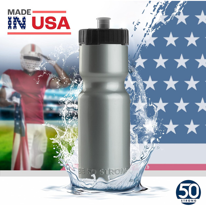 50 Strong Sport Squeeze Water Bottles - Set of 6 - Team Pack 22 oz BPA Free Bottle Easy Open Push/Pull Cap - Multiple Colors Available