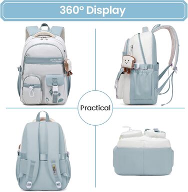 Шкільний рюкзак для дівчаток - водонепроникний, легкий, стильний, з великою місткістю, для 3-9 класів, ніллон, фіолетовий (8534# Blu)