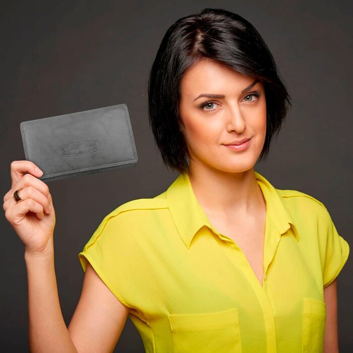 ekavale Wallet for Women Leather with RFID Protection, 25 Compartments, Long Card Holder (Gray)