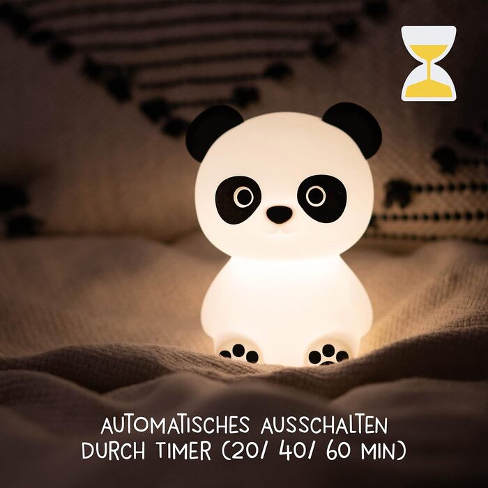 MegaLight LED Night Light for Kids RGB Color Changing | Night Light Baby without Swallowing Hazards | Dimming Nursing Light with Timer | Touch USB Night Lamp for Children's Room | Paddy Panda