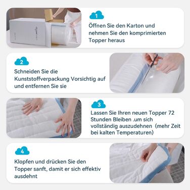 Amazon Basics Memory Foam Mattress Topper with Straps, 140 x 200 cm, 5 cm Height, White