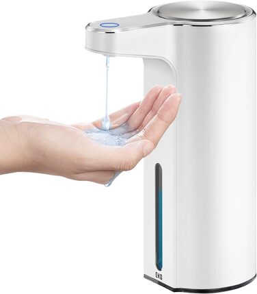 Automatic Soap Dispenser with Window, Dish Soap Dispenser with Infrared Sensor, 250ml, USB Rechargeable, Waterproof, Adjustable Dosage, Drip-Free, for Kitchen & Bath – Matte Black