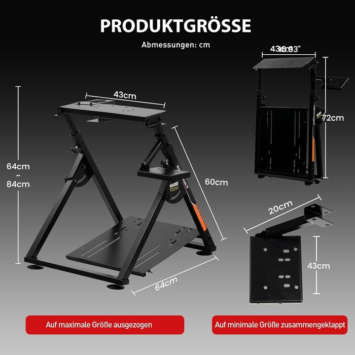 Ігровий стійка-держак для керма GTPLAYER Racing Wheel Stand з кріпленням для КПП V1 V2, регульований нахил, для PS4, Xbox, PC (Помаранчевий)