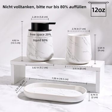 Набір аксесуарів для ванної кімнати Badezimmer Set Umlaca: мильниця, дозатор мила 350 мл, стакан для зубної пасти 320 мл, білий, для душу та умивальника