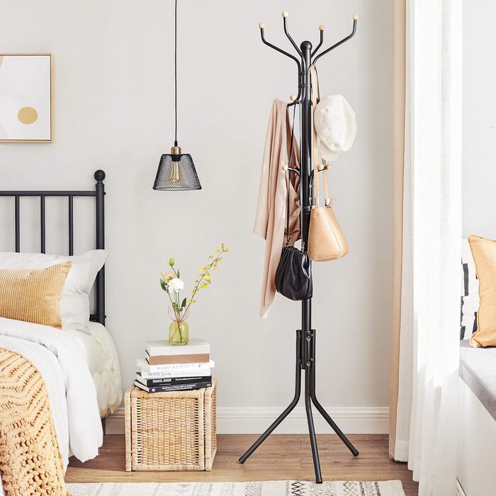 SONGMICS 182 cm Height Wardrobe Rack Stable Metal Clothes Rack Wardrobe, White, RCR19W (49 x 49 x 182H cm, Black)