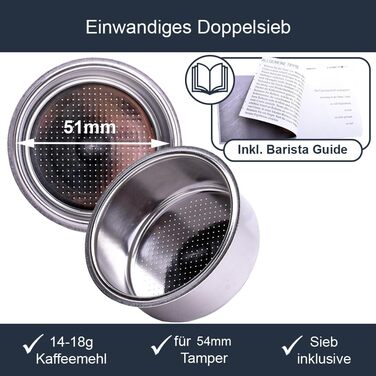 Портфільтр 54 мм з подвійним носиком для кавомашини Breville Barista Express, горіхове дерево, нержавіюча сталь, аксесуар для еспресо