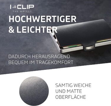 I-CLIP Original Slim Wallet Leather Wallet - Premium Wallet - Card Case - Credit Card Case with Money Clip - Smooth Leather Black