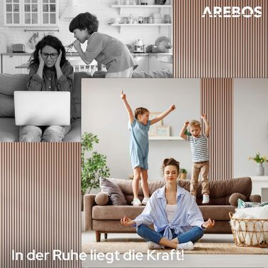 Акустичні панелі Arebos 10x60 см, настінна ламельна стіна в стилі темного дуба для стін та стелі, шумопоглинаючі декоративні панелі (набір 4 шт.)