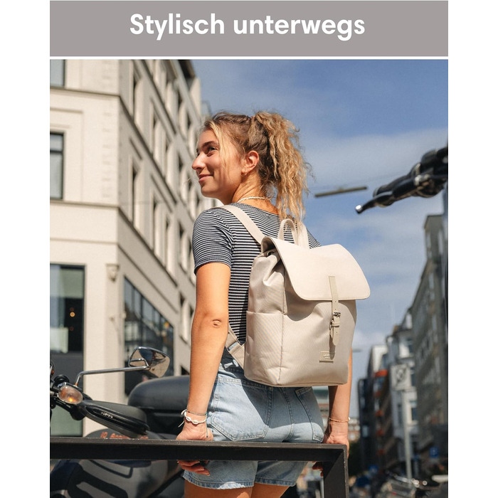 LARKSON Rucksack for Women Small - Ida - Small Women's Backpack for Leisure, University or City - With Laptop Compartment (up to 13 inches) - Elegant & Sustainable - Water-Repellent (Blue Multi)