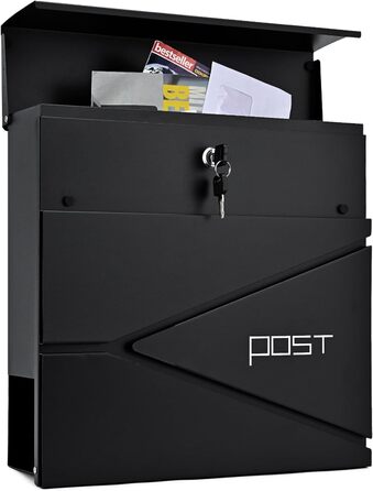 Поштовий ящик Verda з газетницею, нержавіюча сталь, антрацит, 2 ключі - дизайнерський настінний ящик з прихованим замком