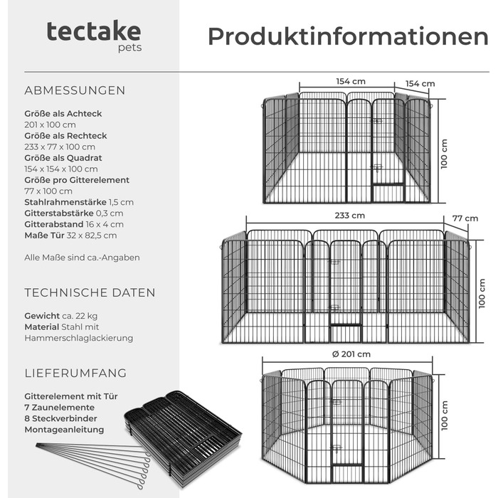 Тектейк вольєр для цуценят, 60 см, 8 грат, чорний - 402502