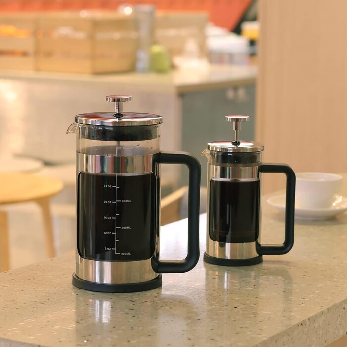French Press WedRink: Френч-прес з нержавіючої сталі 1л для кави та чаю, з боросилікатного скла