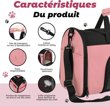 Транспортна сумка для котів та собак Zavothy, дихаюча та легка, з регульованим плечовим ременем, знімний м'який матрац (Рожевий, S)
