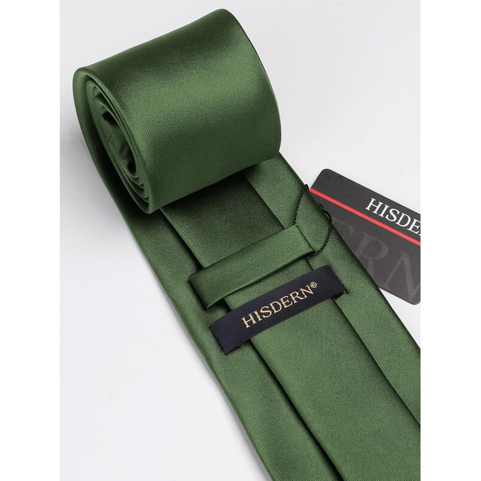 HISDERN Комплект краватки та кишенькового хустинки однотонний для весілля та свят