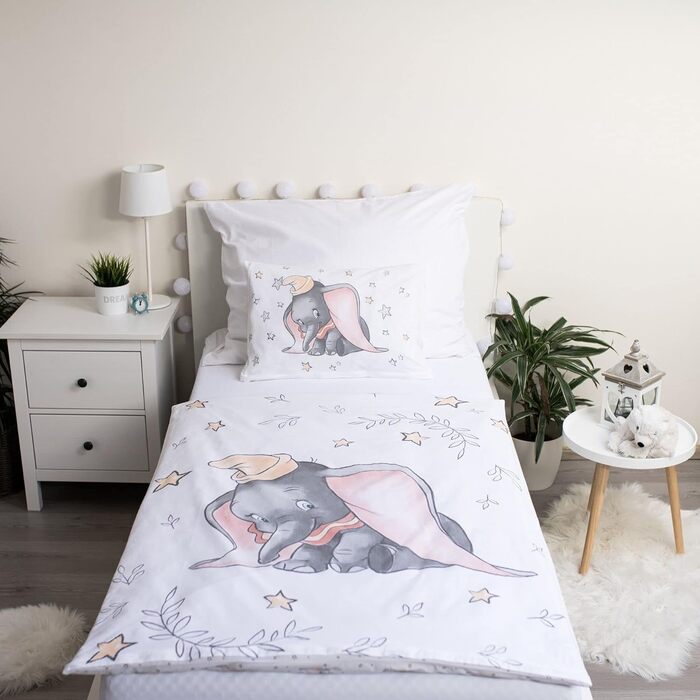 Дитяча постільна комплектація Jerry Fabrics Dumbo Stars, 100% бавовна, комплект: простирадло 100x135 см та наволочка 40x60 см