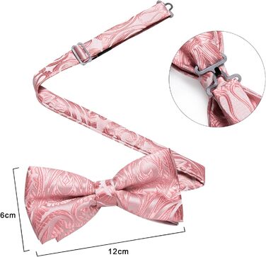 Метелик чоловічий DiBanGu Seide Paisley темно-рожевий (7001) з нагрудною хустинкою, шпилькою та запонками для весілля, вечірки, випускного