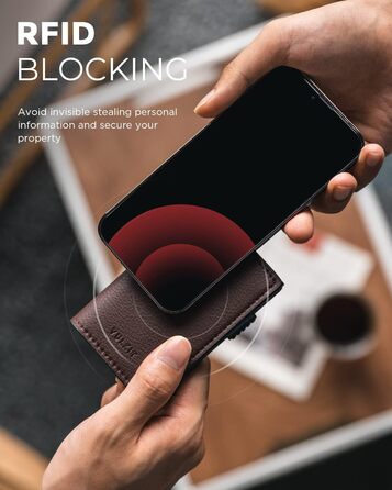 Гаманець-картхолдер VULKIT Pop-up RFID захист, шкіряний, коричневий, для 11 карток та купюр