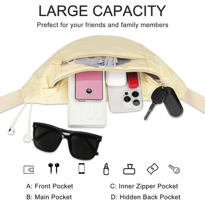 Чоловіча/жіноча поясна сумка MAXTOP – водонепроникна, 4 відділення, для активного відпочинку, туризму, спорту, чорна