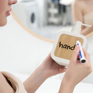 Дозатор для мила білий бамбук, 390 мл. Дозатор для мила на кухню, у ванну, в офіс. Настільний диспенсер для мила (білий)