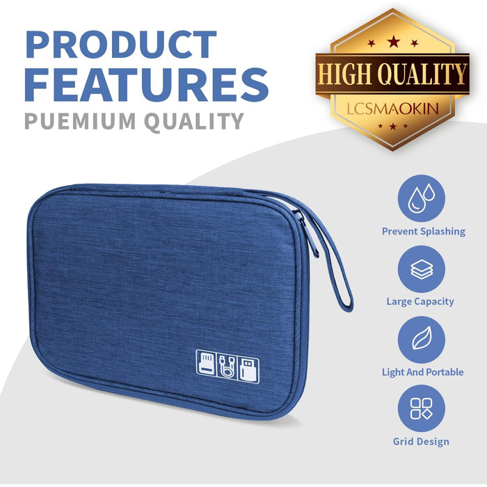 Органайзер для кабелів та аксесуарів для подорожей, синій A-navy