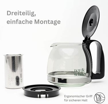Чайник NORDIC SCHILLER Premium зі скла, 1,5 л з нержавіючою сталлю, з ситечком