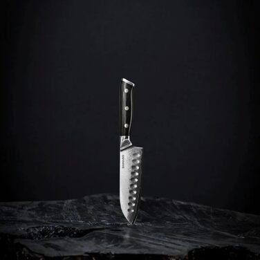 Кухонний ніж Santoku Damaso 12,7 см, 67 шарів дамаск, японський, Black Pearl