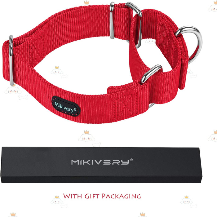 Нашийник для собак Mikivery Marraht з металевим декором, для малих, середніх та великих порід, червоний, регульований розмір (35.5-53 см, L: 43-60 см)