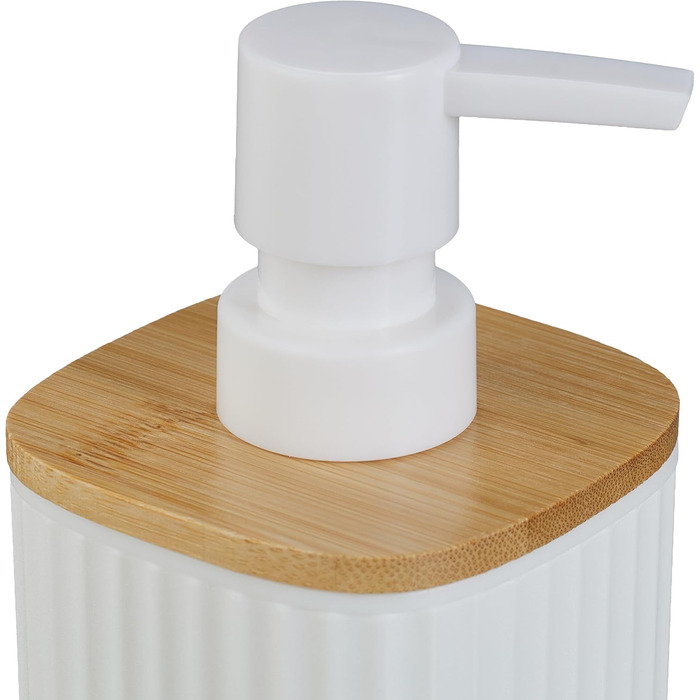 Набір для ванної кімнати Relaxdays, 6 предметів: аксесуари для ванної з пластику та бамбуку, повний комплект, білий/натуральний