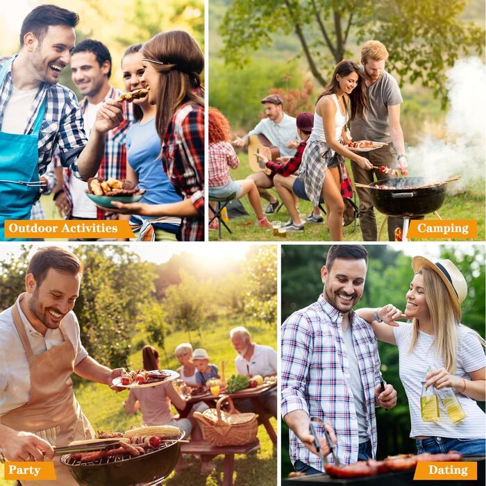 Набір гриль-посуду ZWMYF з нержавіючої сталі, 6 предметів. Професійний набір для барбекю з сумкою. Інструменти для грилю для чоловіків та жінок, кемпінгу, саду.