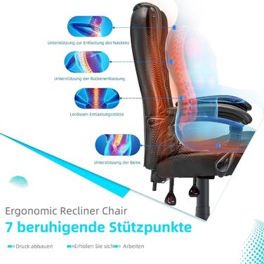 Крісло YODOLLA для офісу, 200 кг, ергономічне, з регульованою спинкою, комп'ютерне, з підніжкою, чорне