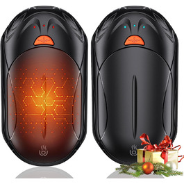 Електричні грілки для рук 2 шт. OUTJUT, 6000mAh, 3 режими нагріву, USB, 20 годин роботи, для спорту та відпочинку на природі, подарунок на Новий рік, чорний
