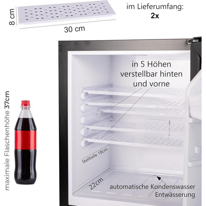 Міні-холодильник 28 літрів з замком, безшумний, з підсвічуванням, для вина, дверцята відкидні, 4°-14°C